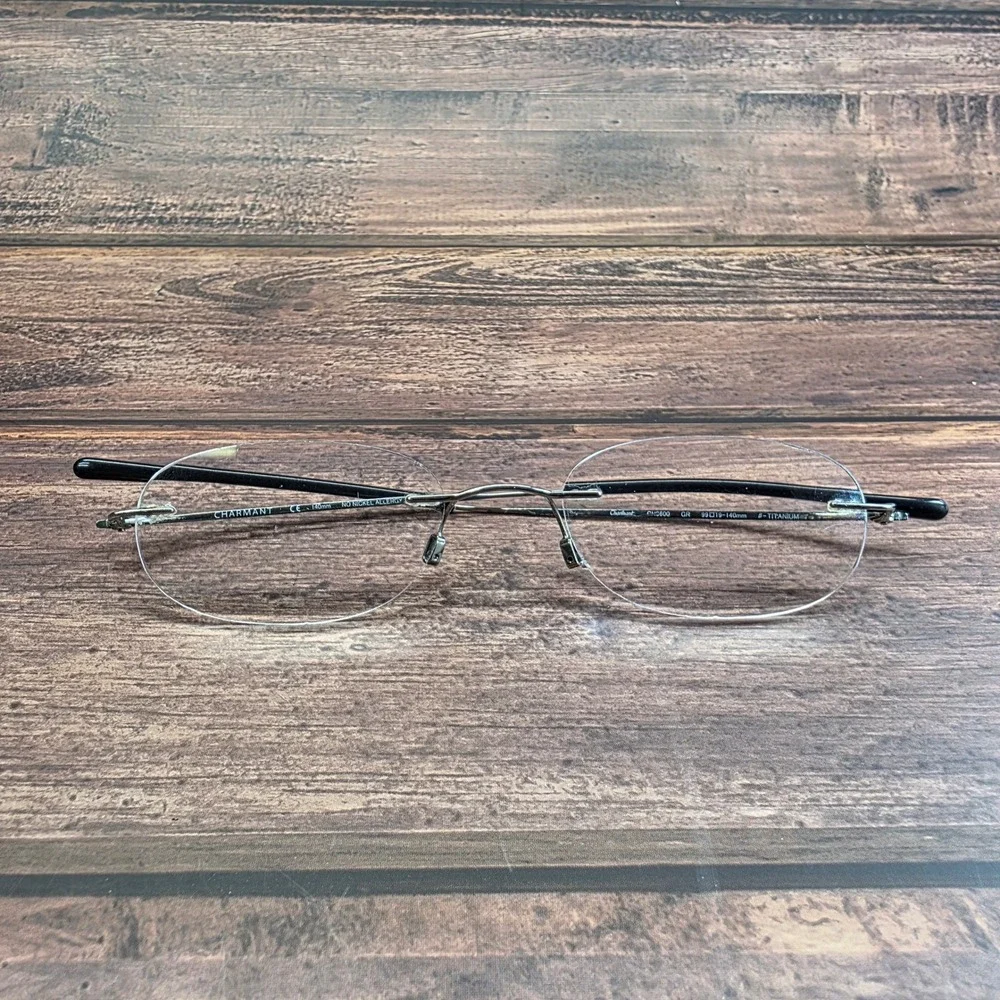 Charmant CH3600 GR Rimless Beta Titanium Eyeglasses Gunmetal Grey 140mm